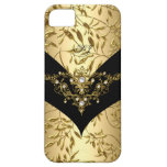 iPhone 5 Case-Mate Cream Gold Damask Black