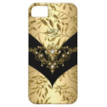 iPhone 5 Case-Mate Cream Gold Damask Black