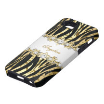 iPhone 5 Wild Zebra White Gold Diamond Jewel Image iPhone 5 Cases