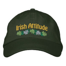 Irish Attitude and Shamrocks Embroidered Hats