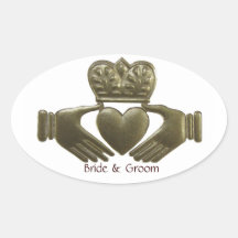 Irish Claddagh Oval Gold Wedding Seals Oval Stickers