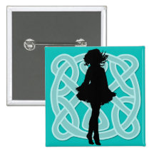 Irish Dancer Celtic Light Blue Button