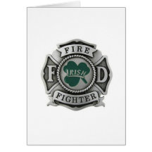 Irish Firefighter Badge Greeting Cards