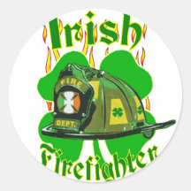 Irish firefighter round sticker