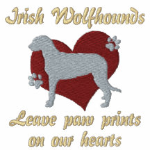 Irish Wolfhounds Leave Paw Prints Embroidered Hoodie