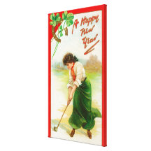 Irish Woman About to Hit Golfball Canvas Print