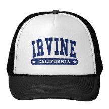 Irvine California College Style tee shirts Trucker Hats