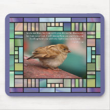 Isaiah 41:10 Bible Verse With Bird Stained Glass Mousemats