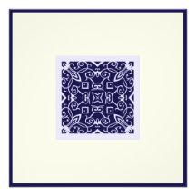 Islamic Arabic blue ornament engagement wedding Ka Personalised Invitation