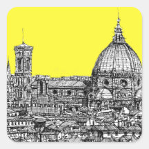 Italian cathedral in yellow square sticker