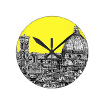 Italian cathedral in yellow wallclock