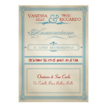 Italian Red White & Blue Wedding Invitation
