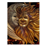 Italian Sun & Moon Carnaval Masks Postcard