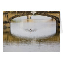 Italy, Florence, Rowing Sculls with Card