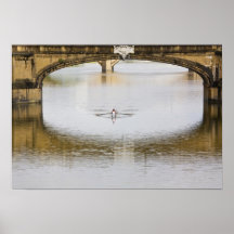 Italy, Florence, Rowing Sculls with Posters