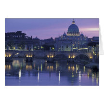 Italy, Rome St. Peter's and Ponte Sant Angelo, Greeting Card