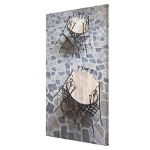 Italy, Sardinia, Castelsardo. Cafe tables. Gallery Wrapped Canvas