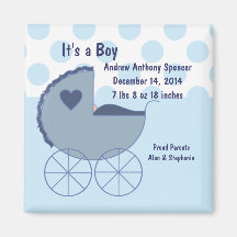 It's a Boy Blue Buggy Announcement Magnet