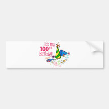 It's My 100th Birthday (Party Hats) Bumper Sticker