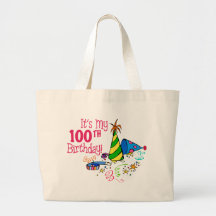 It's My 100th Birthday (Party Hats) Canvas Bags