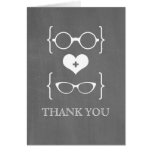 Ivory Geeky Glasses Chalkboard Thank You Card