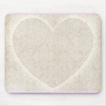 Ivory Lace Heart Mousepad