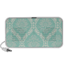 ivory pale greens damask pattern design travel speakers