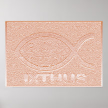IXTHUS Christian Fish Symbol - Copper Poster