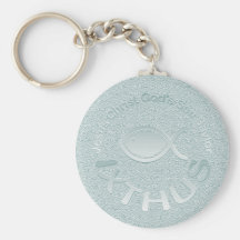 IXTHUS Christian Fish Symbol - SILVER Key Chains