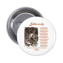 Jabberwocky Poem by Lewis Carroll (Black Adder) Pinback Buttons