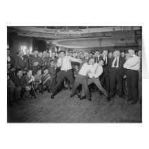 Jack Dempsey Mock Fighting Against Harry Houdini Greeting Cards