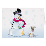Jack Russell Terrier and Snowman Cards
