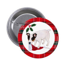 Jack Russell Terrier Christmas Button