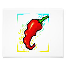 Jagged red pepper yellow blue frame photographic print