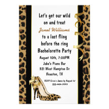 Jaguar Print High Heels Bachelorette Party Invitations