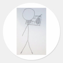 jammin stick man round sticker