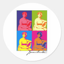 Jane Austen Pop Art Round Sticker