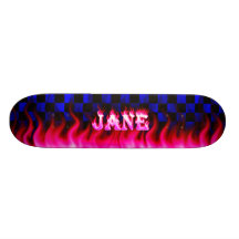 Jane skateboard pink fire and flames design