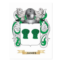 Janes Coat of Arms (Family Crest) Postcard