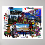 Japan Japanese Archipelago Collage Posters
