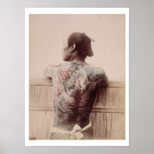 Japanese Bridegroom's Tattoos, c.1880 (photo) Print