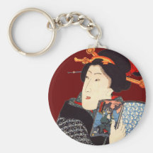 Japanese Woman Reading 2 Key Chain