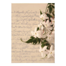 jasmine on old script handwriting invitation