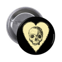 Jawless Black Skull. Pinback Button
