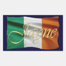 JAYNE Name & Irish Flag Personalised Stickers