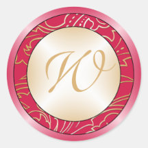 Jazmene Monogram Wedding Envelope Stickers-cherry