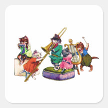Jazz Cats Square Stickers