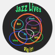 Jazz Lives Round Stickers
