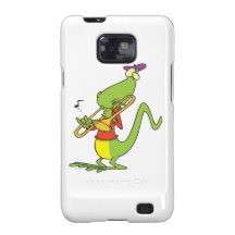 jazzy trombone playing lizard cartoon samsung galaxy s case