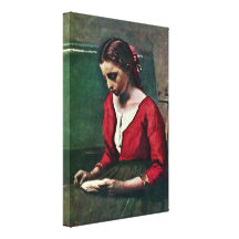 Jean-Baptiste-Camille Corot - Reading girl Gallery Wrap Canvas